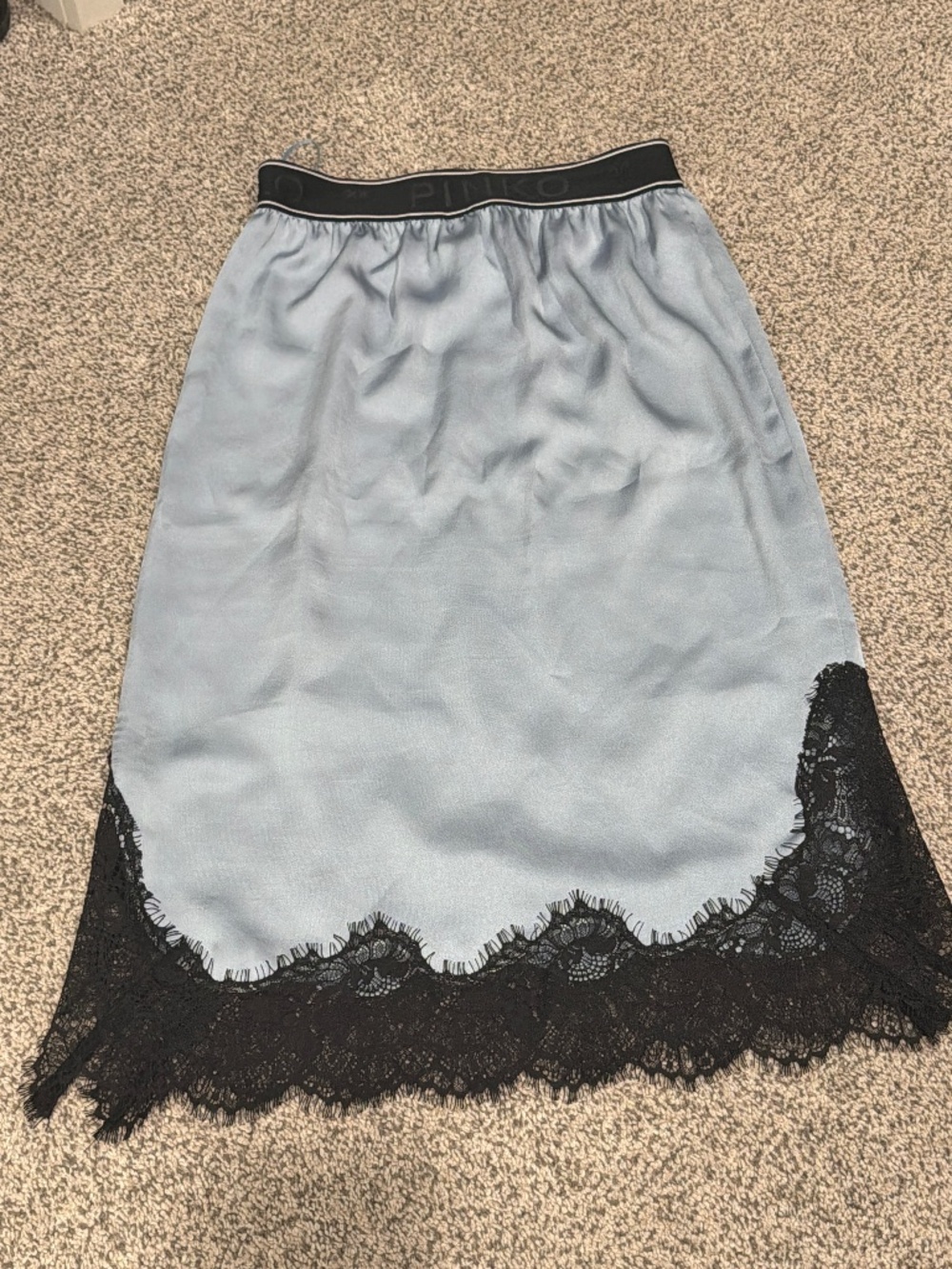 PINKO designer blue and black lace slip midi skirt  size 2
